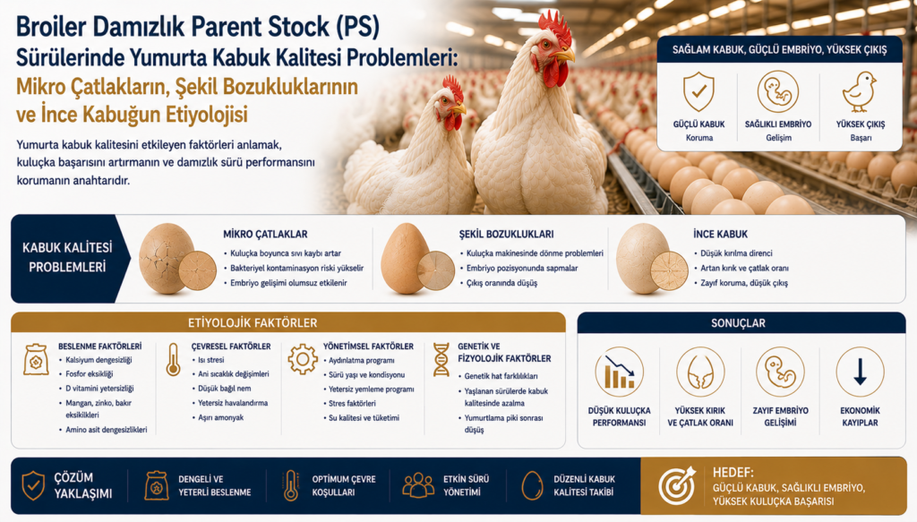 Broiler Damızlık Parent Stock (PS) Sürülerinde Yumurta Kabuk Kalitesi Problemleri: Mikro Çatlakların, Şekil Bozukluklarının ve İnce Kabuğun Etiyolojisi
