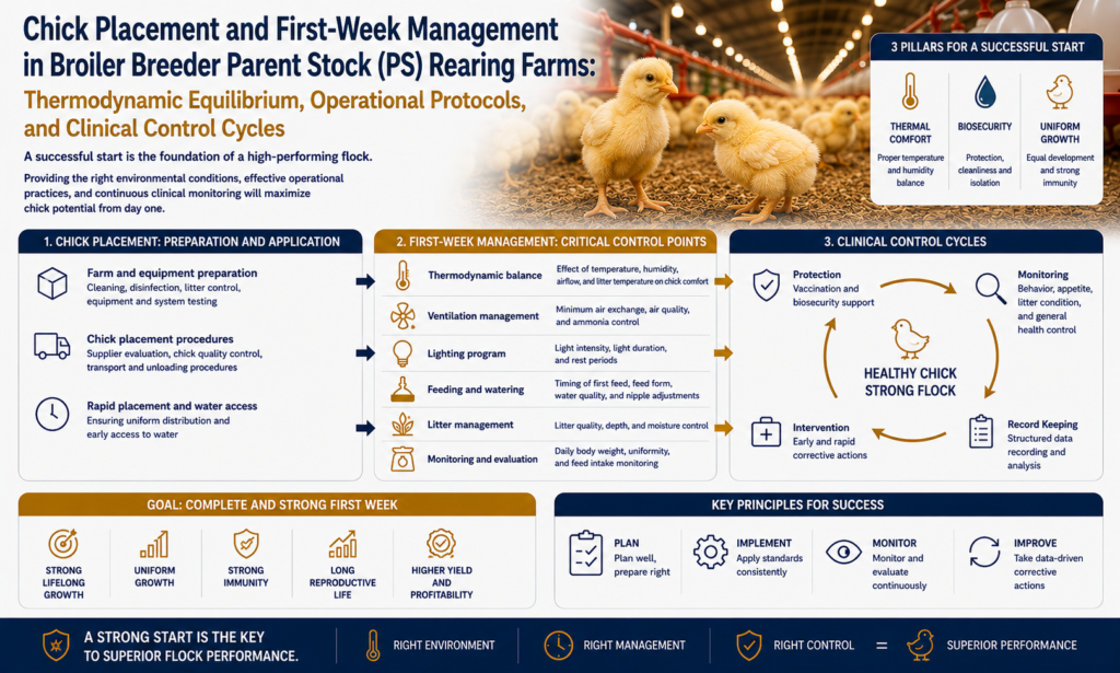 Chick Placement and First-Week Management in Broiler Breeder Parent Stock (PS) Rearing Farms: Thermodynamic Principles, Operational Protocols, and Clinical Checkpoints