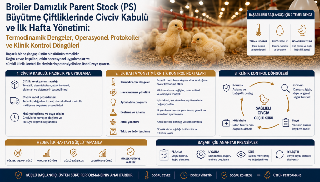 Broiler Damızlık Parent Stock (PS) Büyütme Çiftliklerinde Civciv Kabulü ve İlk Hafta Yönetimi: Termodinamik Dengeler, Operasyonel Protokoller ve Klinik Kontrol Döngüleri