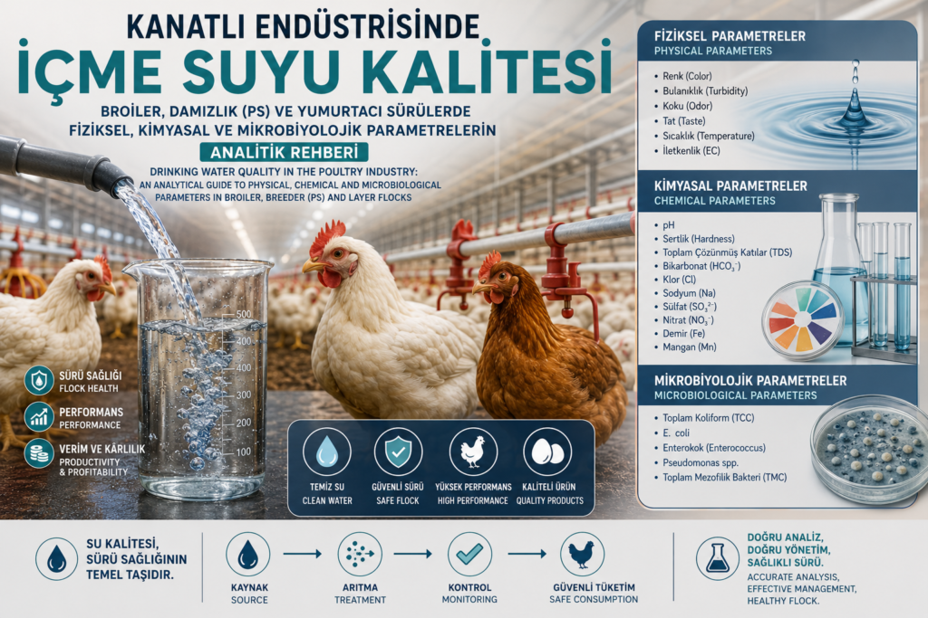 Kanatlı Endüstrisinde İçme Suyu Kalitesi: Broiler, Damızlık (PS) ve Yumurtacı Sürülerde Fiziksel, Kimyasal ve Mikrobiyolojik Parametrelerin Analitik Rehberi